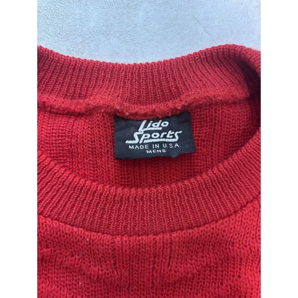 VTG LIDO SPORTS Men‎ Size XL Red Wool Long Sleeve Pullover Sweater EUC